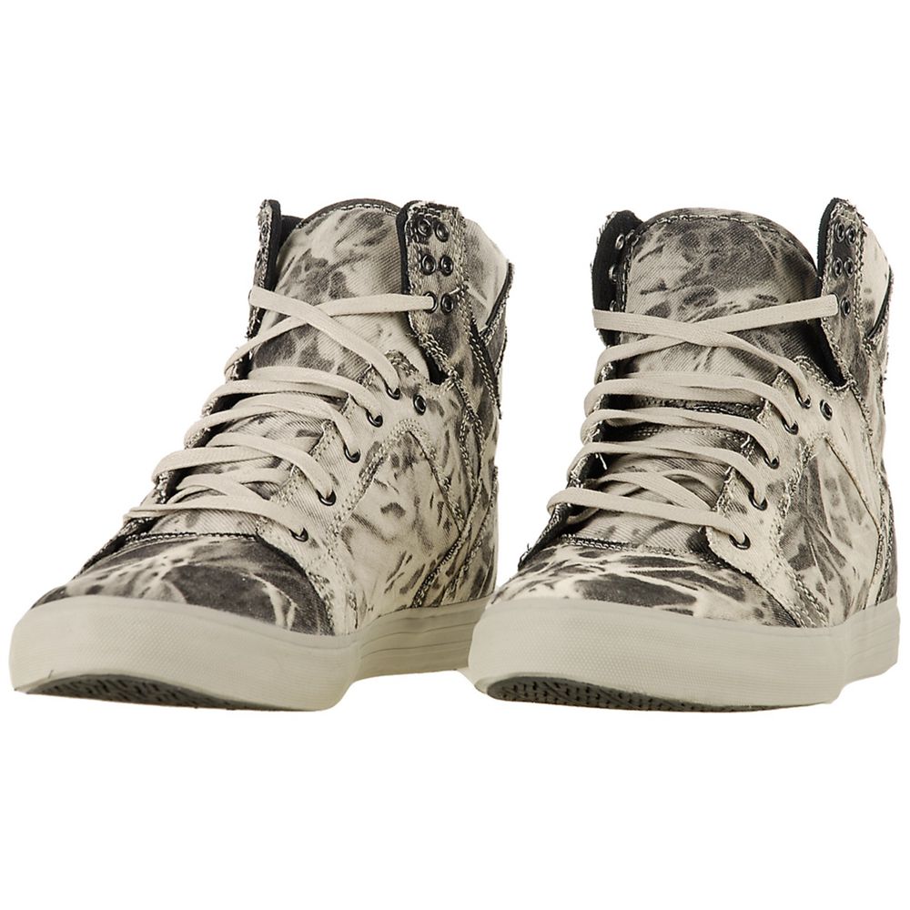 Baskets Montantes Supra SkyTop Grise Acid Wash Denim Homme | WFG-17613394